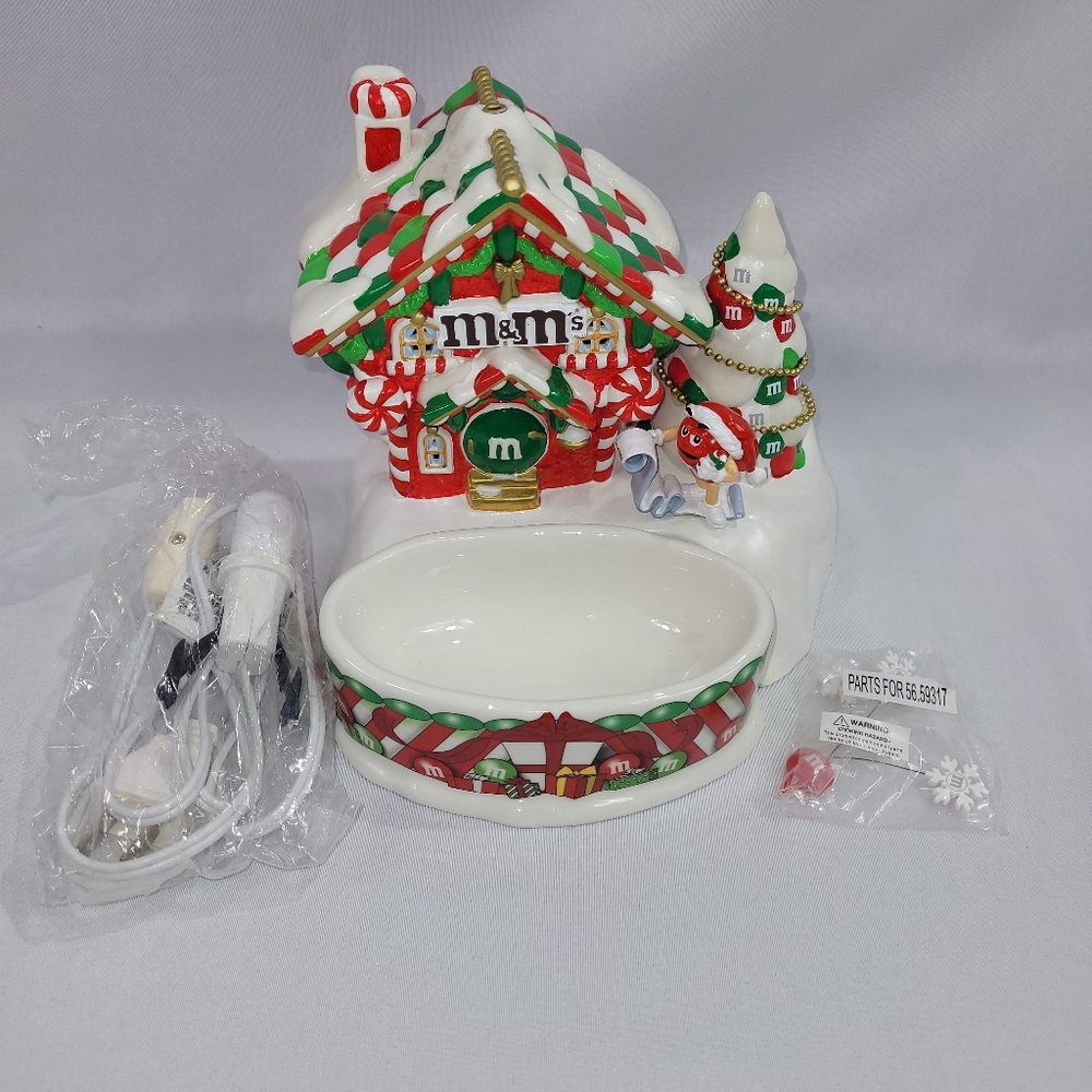 Department 56 M&M Christmas Candy Dish House Building WORKS
